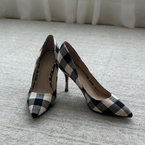 Marc Fisher Black and Cream Gingham Pointed-Toe Pumps
